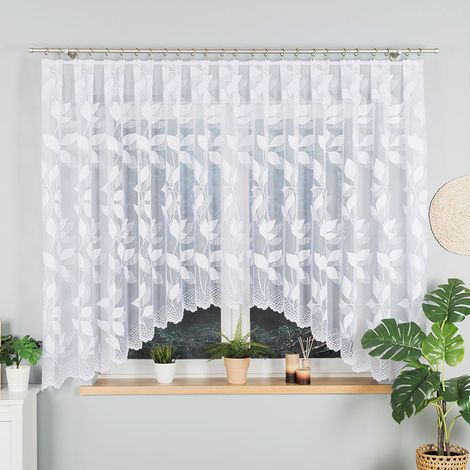 Martyna - Tenda jacquard pronta all'uso con taglio sul fondo - 420x160 cm - bianca (1/5)