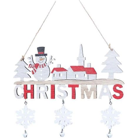 Décorations de Noël en bois : tapis de Noël, bonhomme de neige en bois à suspendre à la porte, à l’intérieur comme à l’extérieur, aux murs, aux fenêtres et au sapin de Noël. Fournitures de fêtes. (1/5)