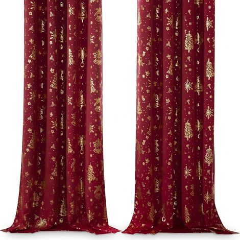 Tende Oscuranti Termiche Natalizie 2 Pezzi 140x245 cm Rosse (1/5)