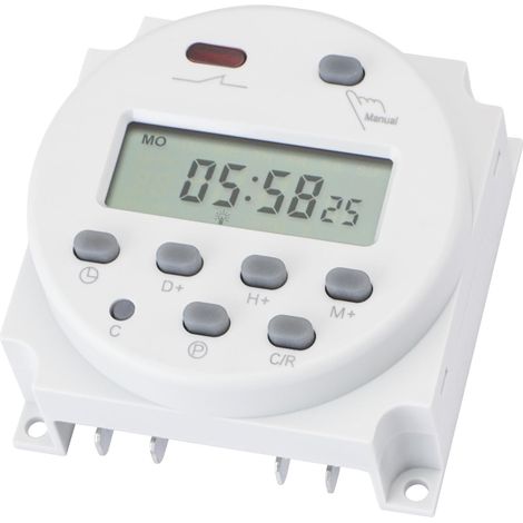Minuterie Digitale Programmable CNH01A AC 230V avec Sortie Contact Sec (sans Potentiel) Écran LCD Hebdomadaire 1 Min à 168 Heures Contrôle Manuel et Automatique pour Pompe (1/5)