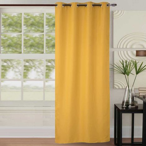 Rideau occultant uni coloré Jaune moutarde 140x260 cm (1/2)