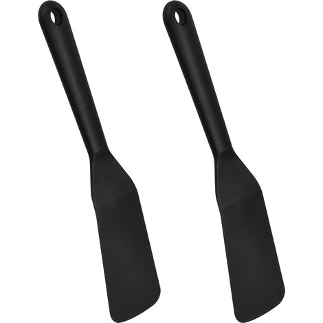 Lot de 2 Spatule de Pot Silicone, Spatule Résistante à la Chaleur pour la Cuisson, Maryse Grattoir Flexible et Antiadhésif, Ustensiles de Cuisine, pour Cuisine et Faire des Gâteaux (noir) (1/5)