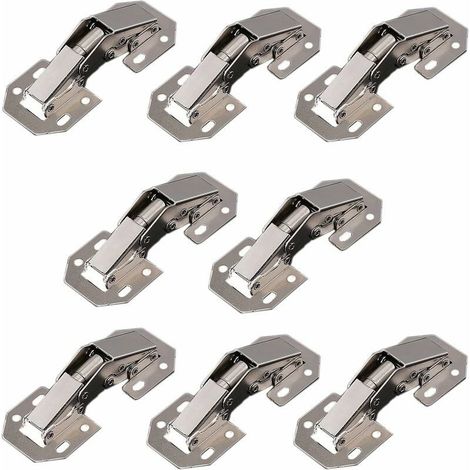 Lot de 8 charnières invisibles 90° pour meubles Acier laminé à froid Installation facile à 8 trous Pour armoires et placards (1/5)