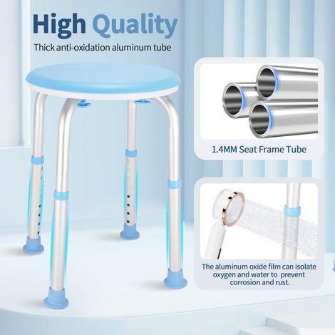 Siège de douche pivotant pour douche intérieure, tabouret de douche rond réglable avec éponge de dos, siège de douche pour baignoire/salle de bain (1/5)