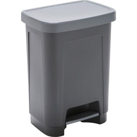 Step Bin, poubelle à pédale 25L, en plastique noir et gris (1/3)