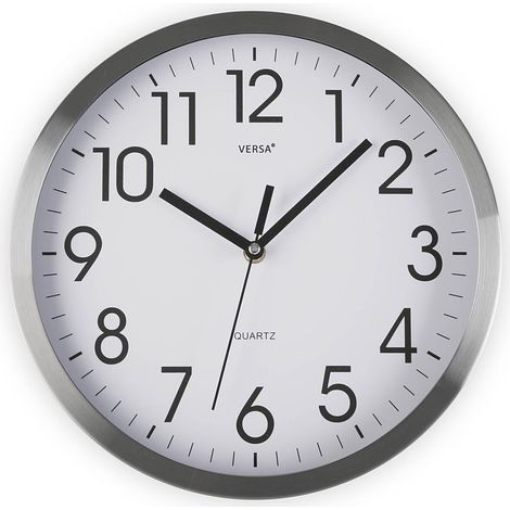 Horloge Murale silencieuse décorative pour Cuisine, Salon, Salle à Manger ou Chambre à Coucher, Style Moderne, Dimensions (H x L x L) 30,5 x 4,1 x 30,5 cm, Aluminium, Blanc et Argent (1/5)