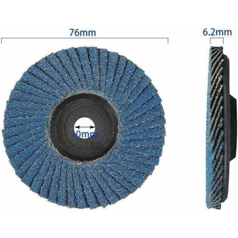 QORVA-Lot de 8 disques abrasifs à lamelles,Disques abrasifs à lamelles,Ø 76 mm x 10 mm Grain 40/60/80/120, pour métal, acier et bois, Recouvert de Disques à lamelles Disques abrasifs,（bleu）