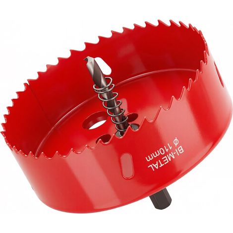 Scie Cloche 110mm HSS M42 Bi-Métal, Scies-cloches Bois avec Adaptateur Tige Triangulaire et Foret de Centrage - pour Placo, Plâtre, Plastique (1/5)