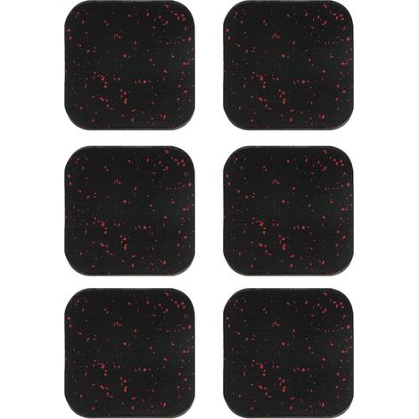 Antivibrationsmatten 6 Stück 10 x 10 x 1 cm schwarz-rot – Bodenschoner – Fitnessgeräte-Zubehör (1/5)