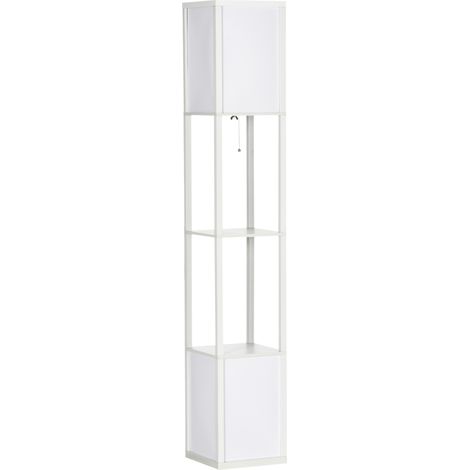 156cm Floor Lamp Shelving Unit - White