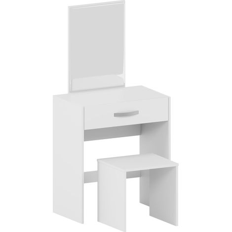 Home Discount – Coiffeuse enfant avec miroir et tabouret – 1 tiroir – MDF et verre – H 130 x L 63,5 x P 39 cm – Design élégant et fonctionnel (1/5)