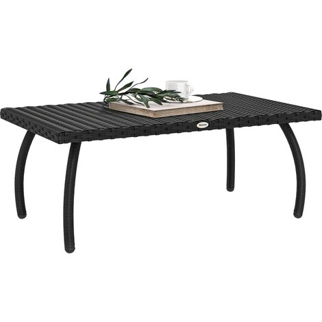 Outsunny 90 cm Rattan Garden Coffee Table Wicker Outdoor Table Furniture