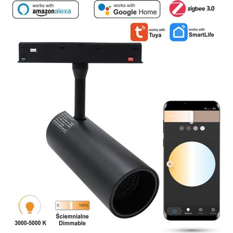 Faretto LED WiFi Zigbee Track da 30W per binari magnetici SMART TRACK 48VDC 3000-5000K dimmerabile (1/5)