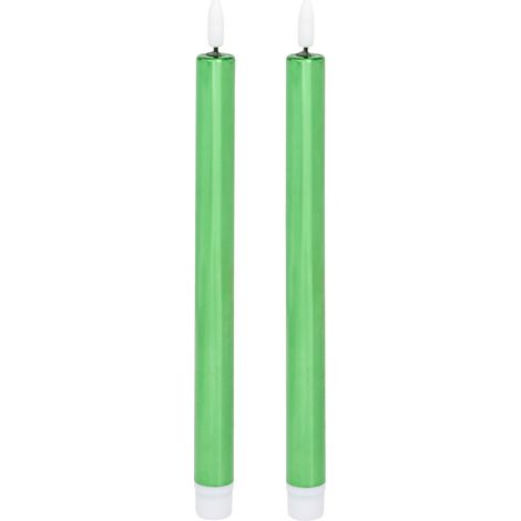 Lot de 2 Bougies lumineuses à LED H 28 cm Vert métallisé - Feeric Christmas (1/3)