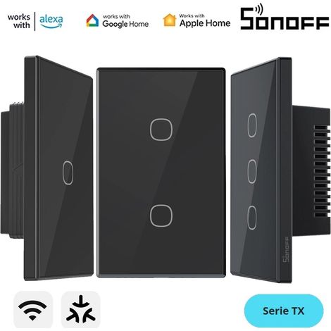 Sonoff TX Gen2 Interruttore Smart WiFi e Matter da Parete Nero Serie T6-120MB Dimensione: 1 Pulsante