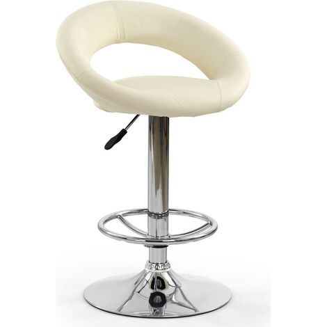 Silla de barra Houston 452, Beige, 80x54x50cm, Cuero ecológico, Metálico (1/2)