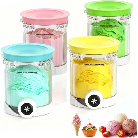 Lot de 4 récipients pour sorbetière NC701EU NC700, 480 ml, gobelet sans BPA et passe au lave-vaisselle, récipient de rechange pour crème glacée compatible avec Swirl by (1/5)