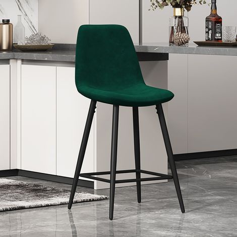 Tabouret de bar en velours vert BOYANA (lot de 2) (1/3)