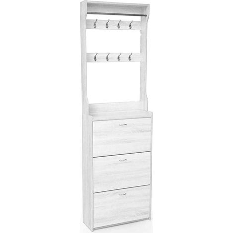 GAIA SCARPIERA A 3 ANTE CON APPENDINO 63 X 22 X 208 CM COLORE BIANCO