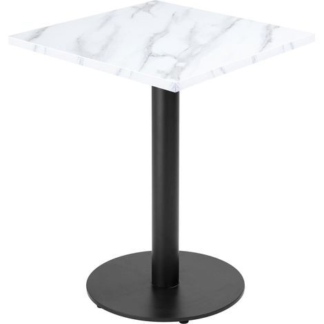 Table à manger carrée 60 cm pied noir et revêtement marbre blanc (1/5)