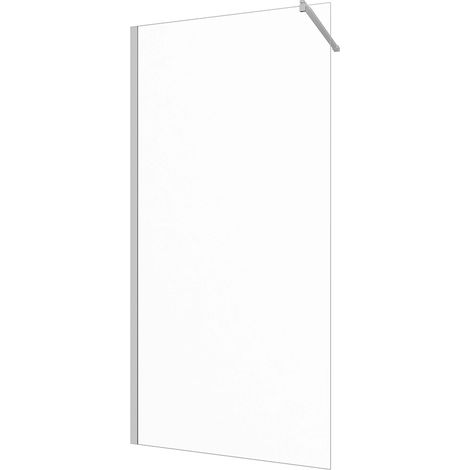 Walk-in 90 cm Profilés Aluminium Chromé Verre Transparent 8mm avec Traitement Anticalcaire h200 Réglable 87-89cm - Mod. réversible Itaca