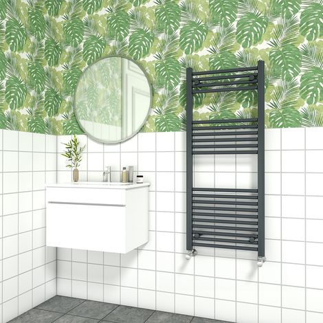 Bathroom Straight Heated Towel Rail Radiator Ladder Warmer Heating Anthracite 1200x500mm