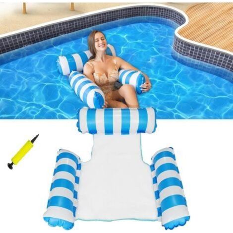 Matelas gonflable 3 en 1 pour piscine – Hamac extra large, chaise longue pliable et portable pour adulte, dimensions 90 x 96 cm, idéal pour les vacances à la plage et à la piscine, gonfleur gratuit (c (1/5)