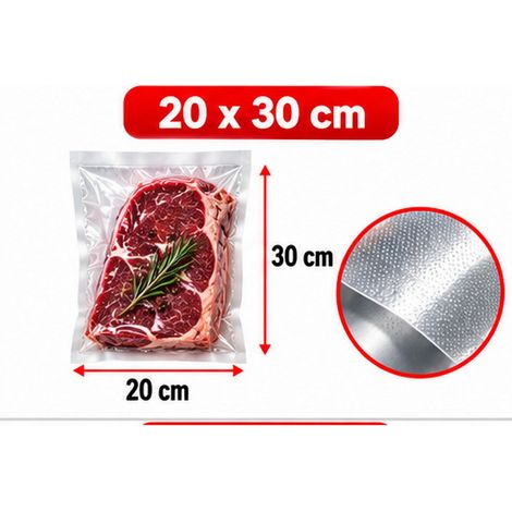 50 Sacchetti Sottovuoto Goffrati per Alimenti Buste Conservazione Varie Misure - DIMENSIONE: 20x30cm