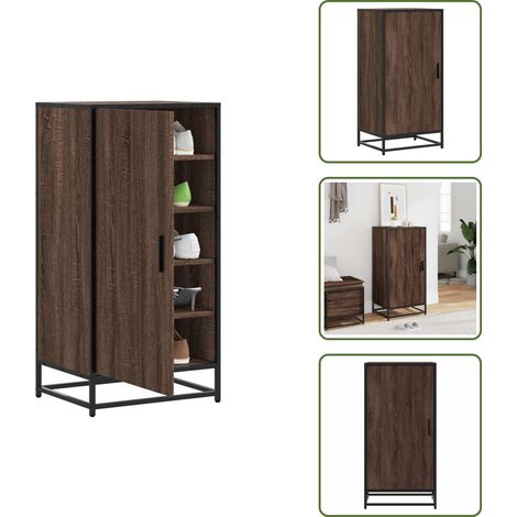 The Living Store Schuhregal Braun Eichen-Optik 48x38x97,5 cm Holzwerkstoff - Holzschuhregal (1/5)