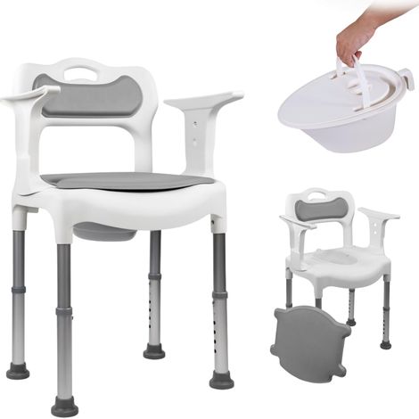 Mobiclinic®, Sedia WC, Vasca e Doccia, 3 in 1, Altezza Regolabile su 6 Livelli, Orinatoio Rimovibile da 3,5 L, Cuscini per Seduta e Schienale, Multifunzione, Terminali Antiscivolo, Guido (1/5)