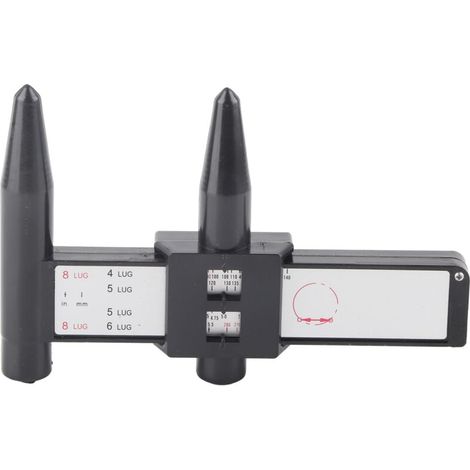 Règle PCD, règle de boulon de roue noir application portable pour les tests (1/4)