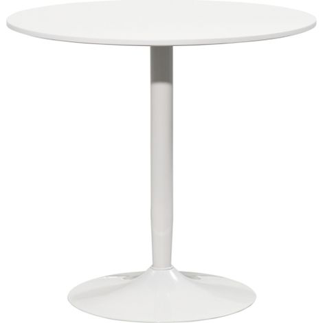 Esstisch für 2 Personen, runde Tischplatte Ø80 cm, MDF und Stahl, rutschfest, Weiß, 75H cm 
On-Site