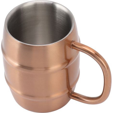 Chope à bière en acier inoxydable double paroi, isotherme, polyvalente, sûre, ergonomique, pour thé au lait à la maison, couleur cuivre (1/5)