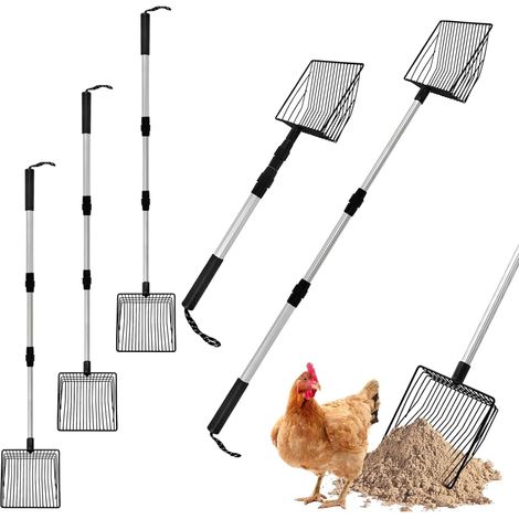 3 x Accessoires pour poulailler Pelle à crottes pour le nettoyage Pelle à tamis Séparation des fèces et des débris du sable Pelle à litière pour poules (1/5)