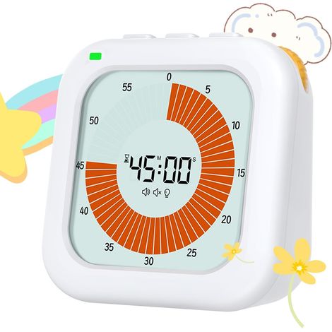 Temporizador visual para niños, volumen ajustable, digital, 60 minutos, para adultos, pantalla LCD, herramienta educativa de gestión del tiempo para la escuela y la oficina, color blanco. (1/5)