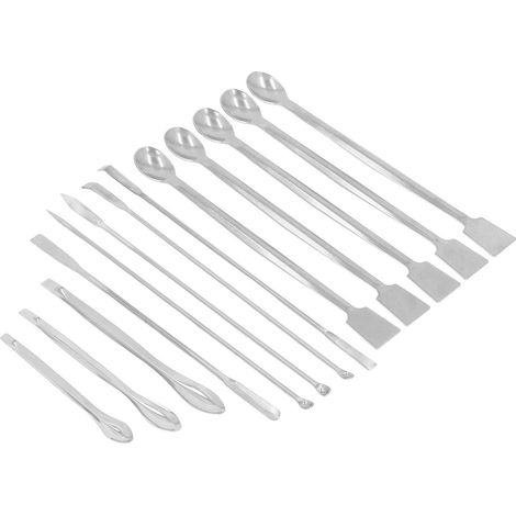 Lot de 13 cuillères de laboratoire en acier inoxydable antirouille et indéformables, grattoirs pour réactifs pharmaceutiques (1/5)