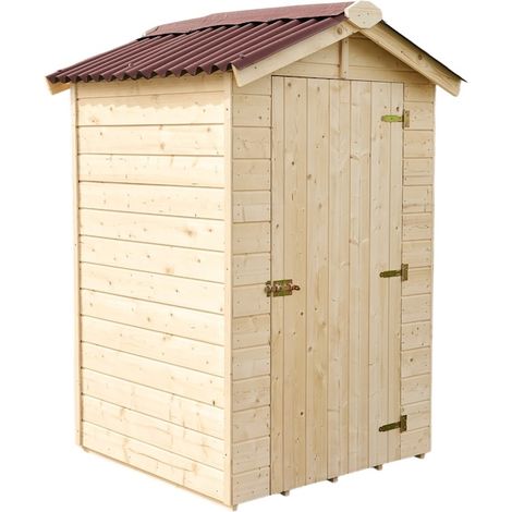 Habrita – Abri de jardin en sapin massif 16 mm avec plancher 2,03 m2 – Toit en plaques ondulées – Dimensions extérieures 1,40 x 1,45 m