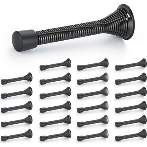 Door stops, set of 24, Black, spring-loaded, with rubber stop, for the bottom of the door (1/5)