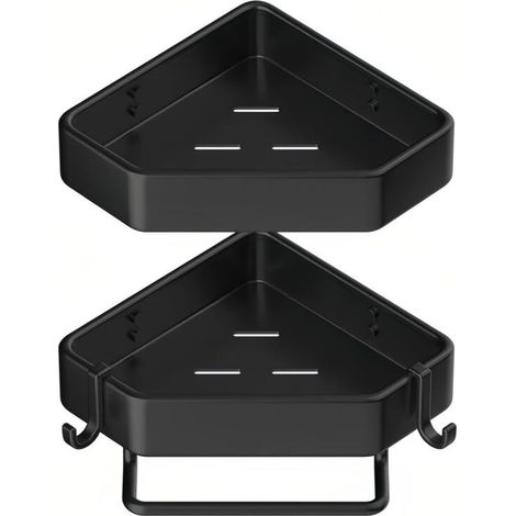 Eckduschablage, Badezimmerregal, geeignet für kleine Badezimmer, zweilagig, schwarz (1/5)