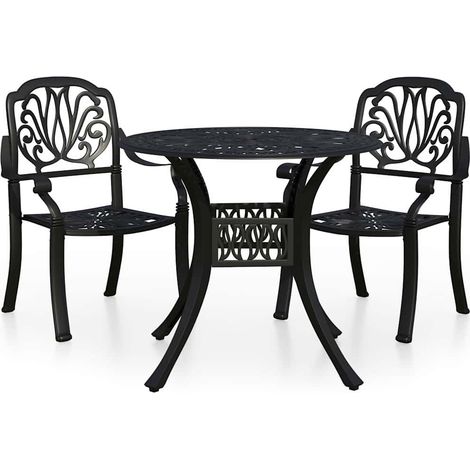 Maison Exclusive - 3-tlg. Bistro-Set Aluminiumguss Schwarz (1/5)