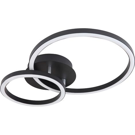 Plafonnier design plafonnier rond lumineux salon anneau lumineux à ajuster, métal acrylique, 1x LED 18 watts 600 lumens, LxlxH 42x30x7,5 cm
