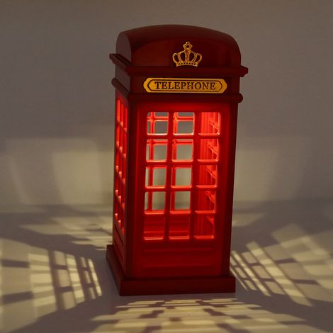 Lampe de bureau LED jaune à intensité variable, inspirée des cabines téléphoniques rétro et créatives, avec capteur tactile. (1/5)