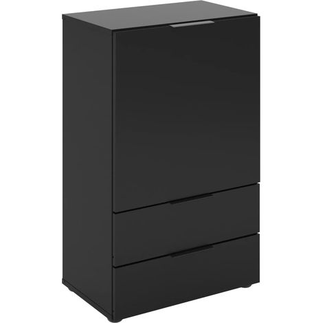 Kommode mit Schublade und Tür 49,7x31,7x81,3 cm Schwarz FMD (1/5)