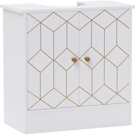 Adjustable Under Sink Bathroom Cabinet with Open Compartment, 60x30x60cm, White, Perfect for Basin and Pedestal Storage Solutions (1/5)