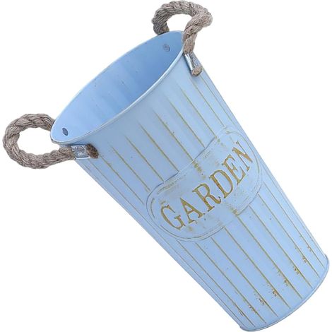 Pot De Fleurs Fer avec Corde Seau à Fleurs Rétro Ornement pour Maison Bureau (1/5)