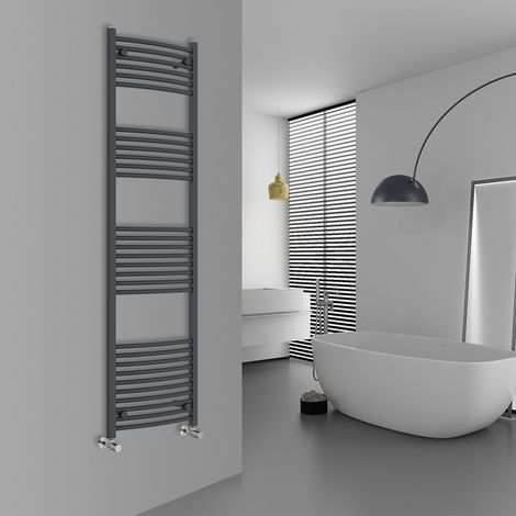 WarmeHaus Curved Anthracite Bathroom Ladder Radiator 1800x500mm (1/5)