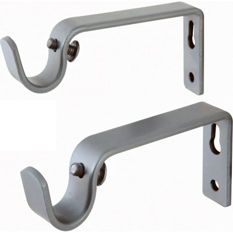 TrAdE Shop Traesio - Set 4 Ganci Gancio Supporto Per Bastone Tenda Max 2 Cm Acciaio Fissaggio Parete - (1/2)