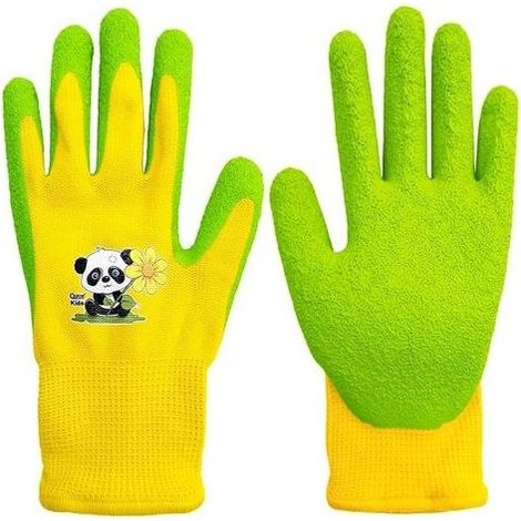 Guantes de trabajo de jardinería para niños de 3 a 6 años y de 7 a 9 años, jardín de infancia, junior, antideslizantes, protectores, palma de goma natural, bricolaje (1/2)