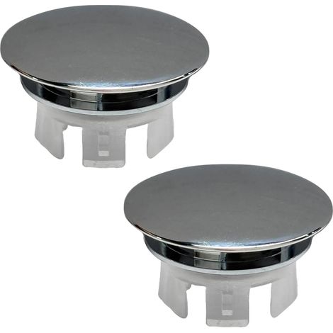 Lot de 2 anneaux pour évier, couvercle rond décoratif pour débordement, bouchon pour lavabo, salle de bain et cuisine (argent) (1/5)