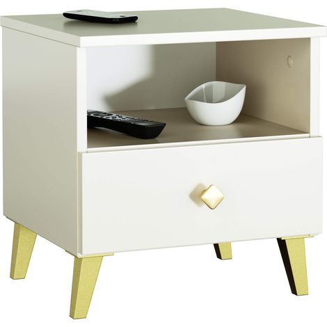 Mesita de noche MOBI 40 cm, 1 cajón acabado en color Kashmir con tirador dorado (1/5)